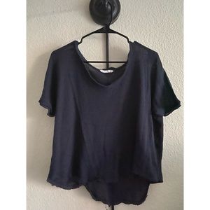Fringed Basic V Neck Tee